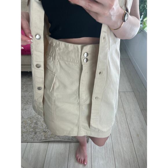 H&M Ivory Denim Cargo Skirt & Vest Set Size 8 - Picture 7 of 10
